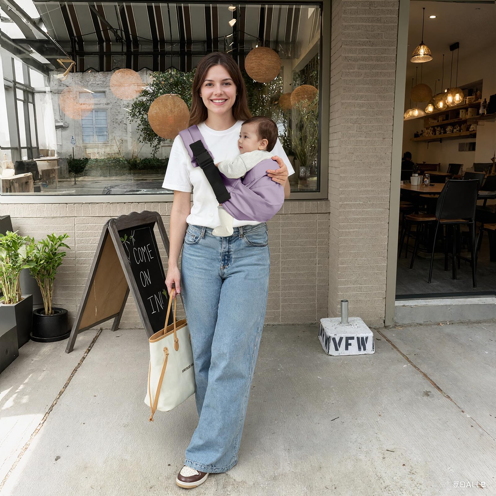 Shiaon baby sling carrier portable and stowable for travel and storage