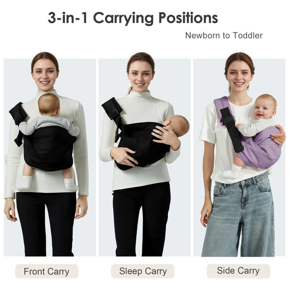 Shiaon baby sling carrier shoulder and waist distribution reduces strain during longer wear