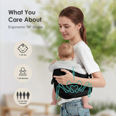 Shiaon baby sling carrier thickened shoulder straps for comfortable carrying