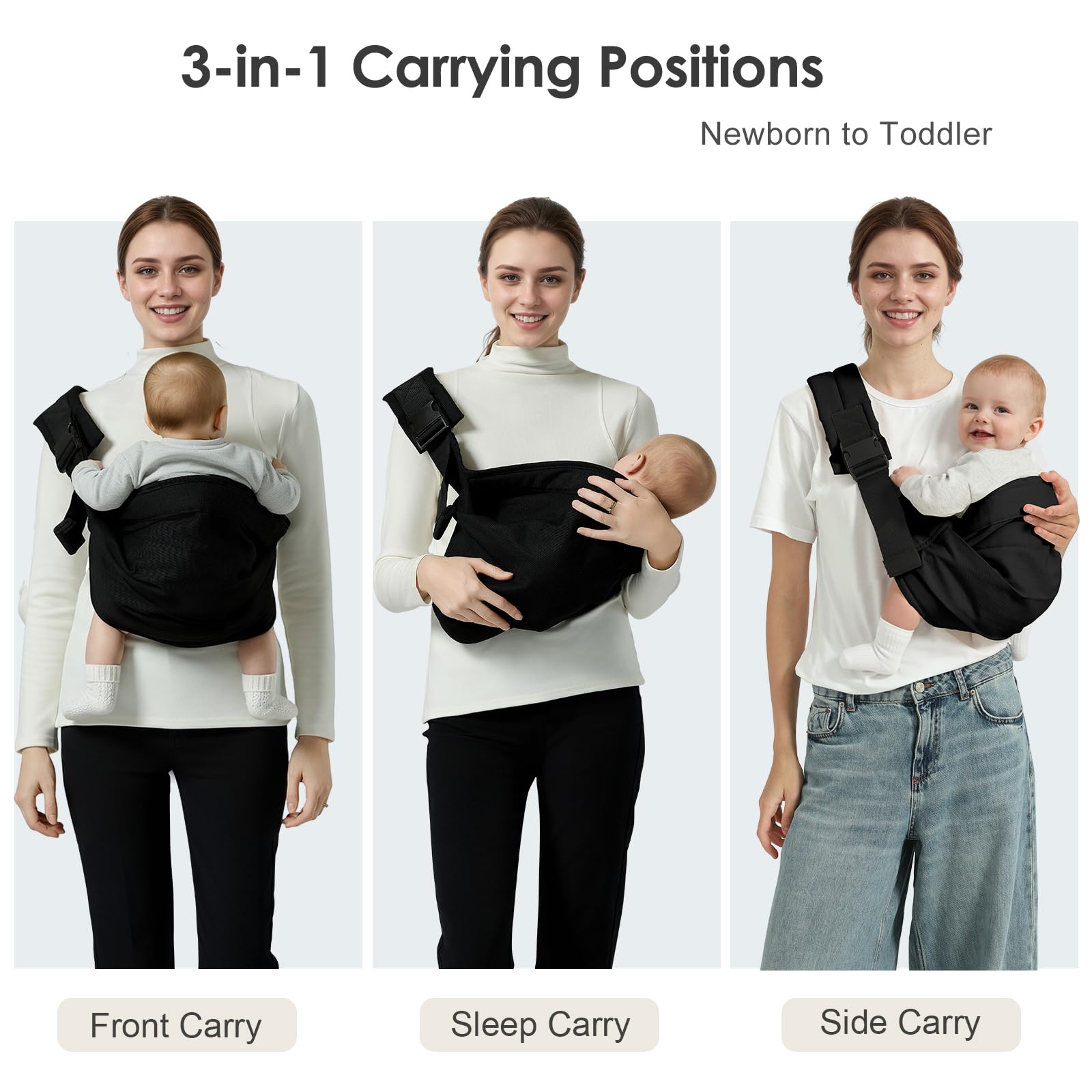 Shiaon baby sling carrier wide waist belt supports posture during daily activities