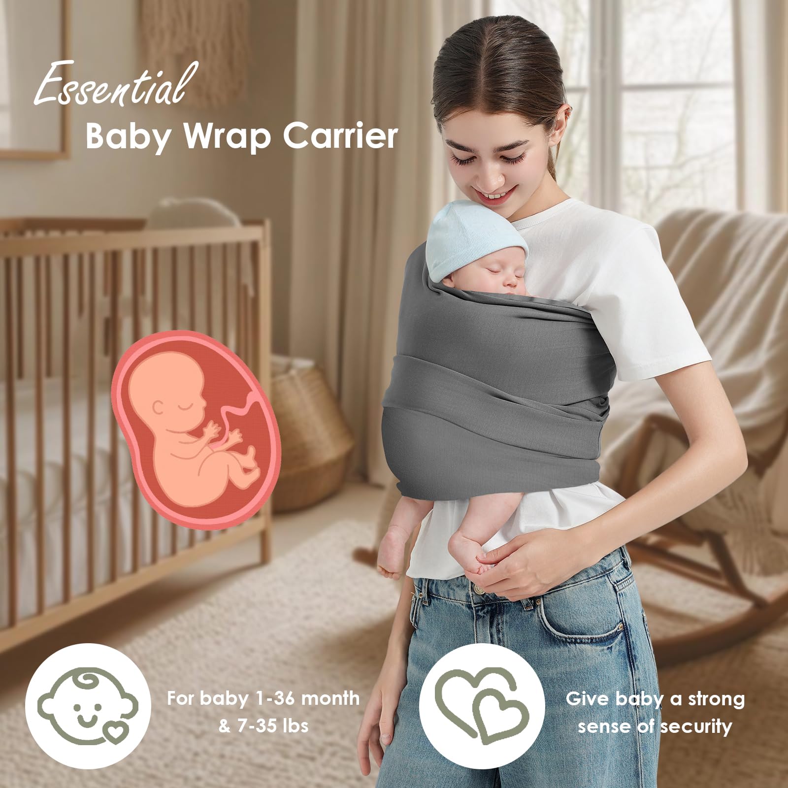 Shiaon baby wrap adjustable elastic fabric grows with your child for long use.