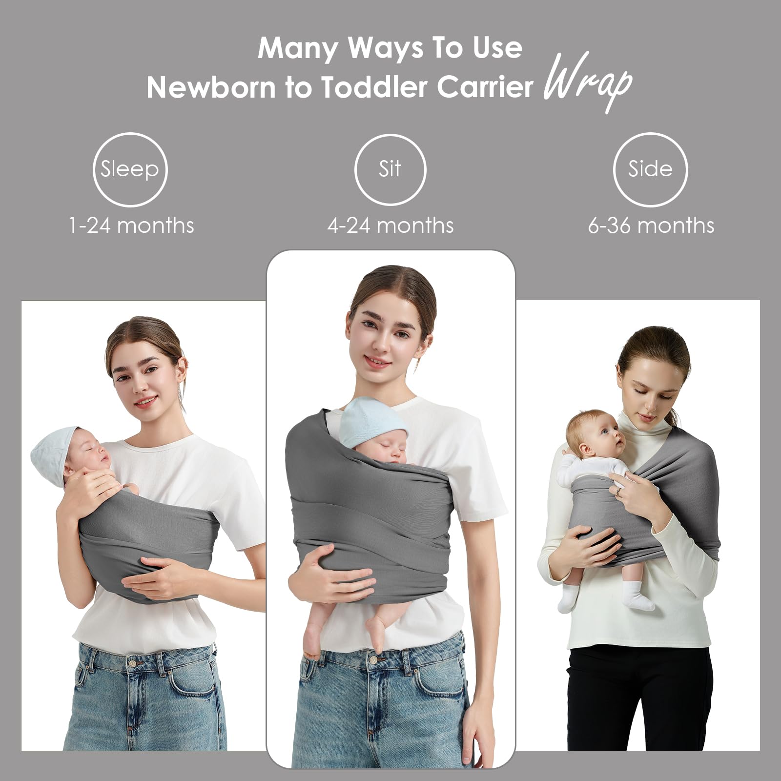 Shiaon baby wrap ergonomic hip-position supports comfortable carrying.