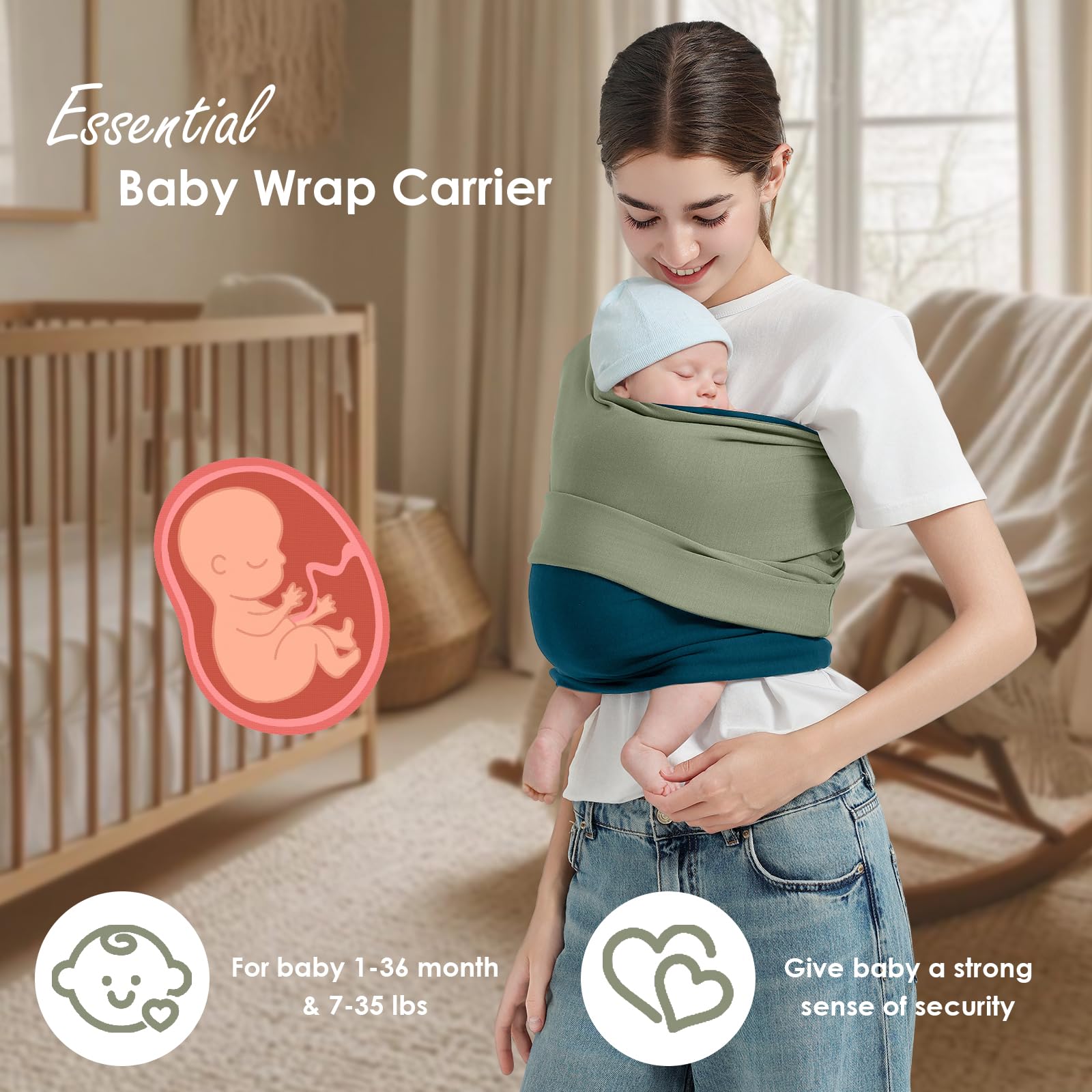 Shiaon baby wrap quick-wear in action demonstrates secure fit in under 30 seconds.