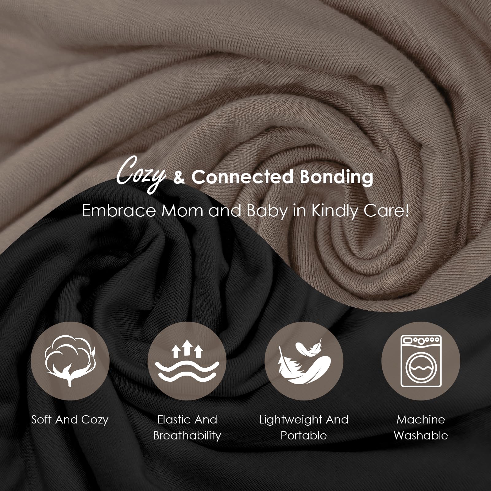 Shiaon baby wrap closeup shows ultra-soft cotton for gentle skin contact.