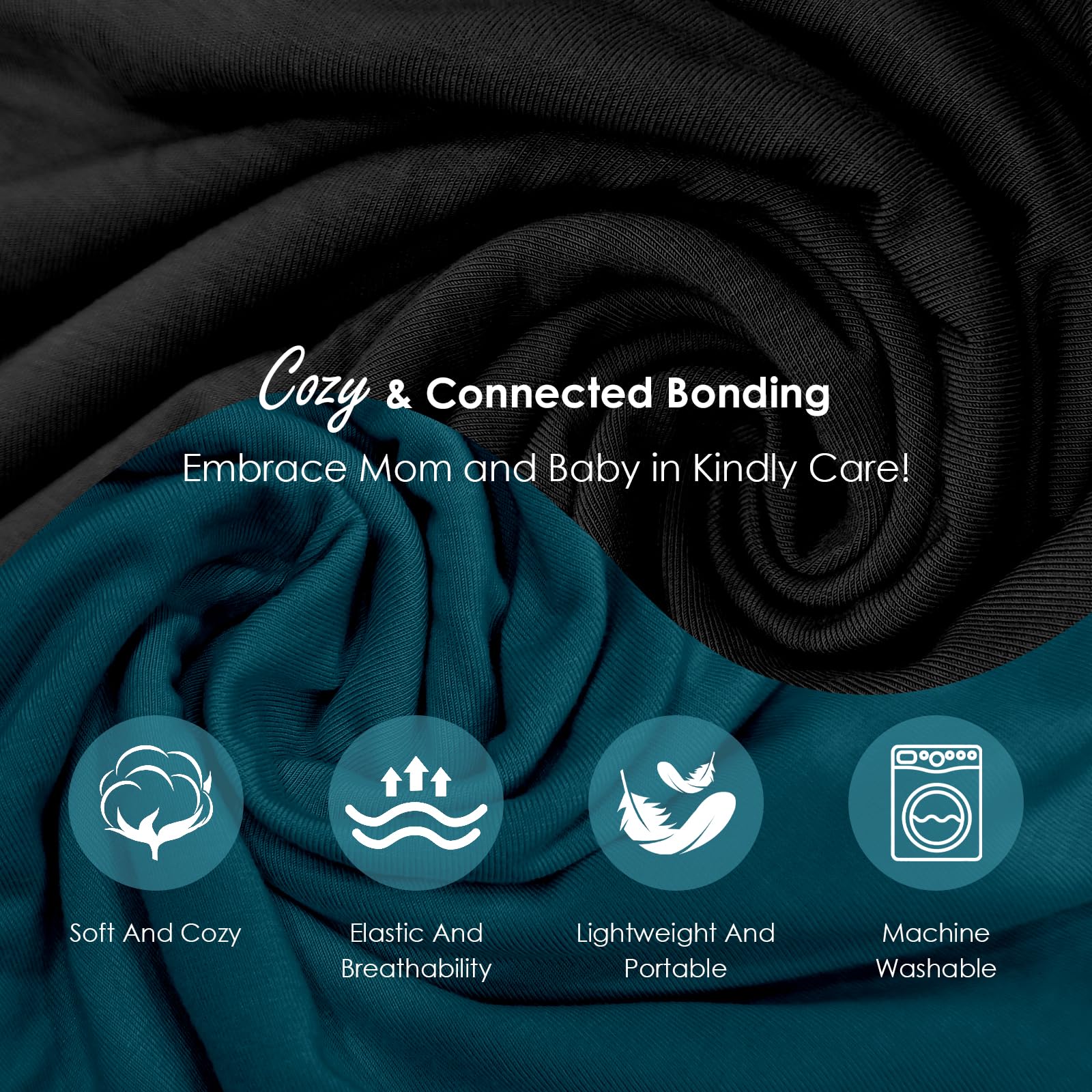 Shiaon baby wrap wearing setup image highlights quick-wear design for secure fit in seconds.