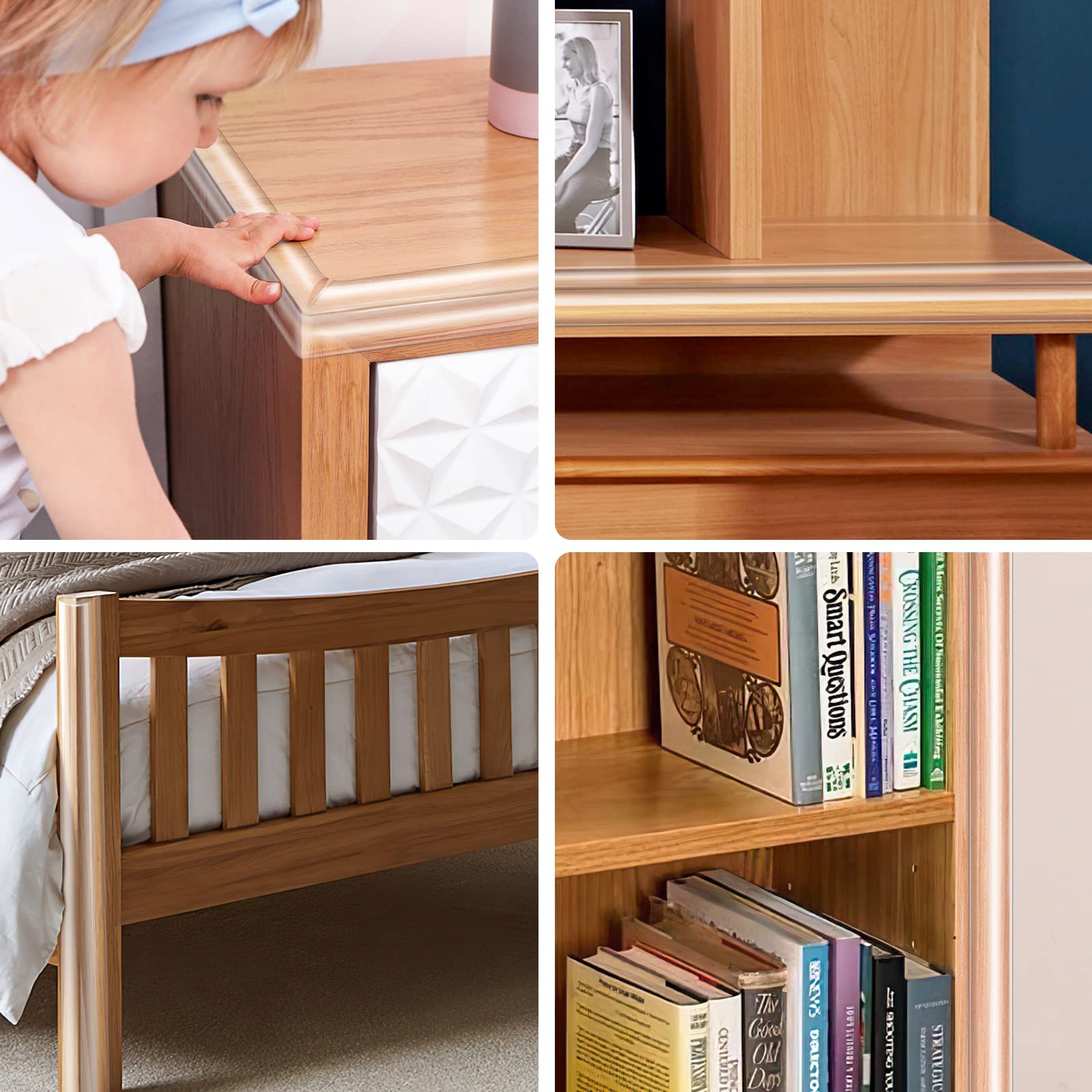 SHIISEWE edge protectors on cabinet, table, and drawer corners prevent bumps.