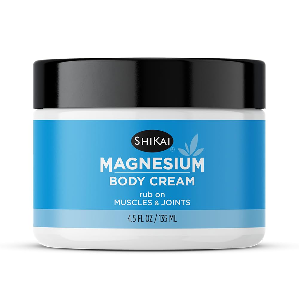 ShiKai Magnesium Body Cream tub closeup highlighting fragrance-free hydration for soft skin daily care