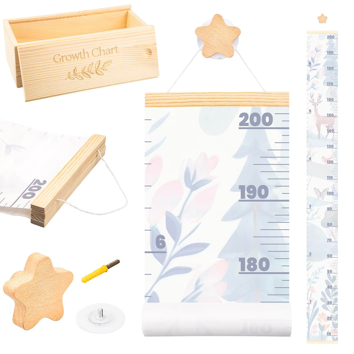 ShikaShito growth chart wall with wooden keepsake box preserves milestones beautifully.