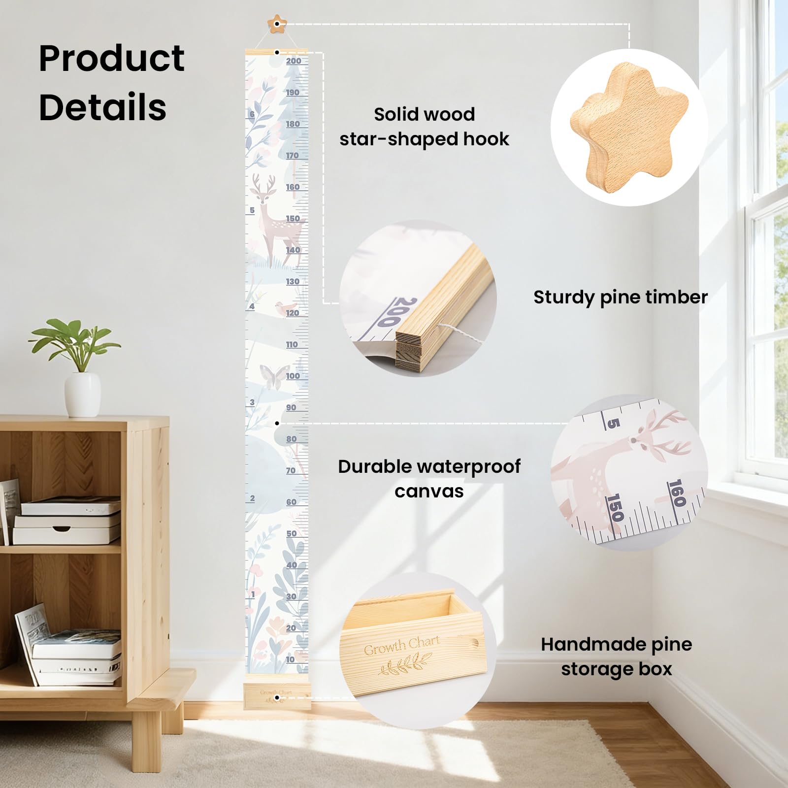 ShikaShito waterproof canvas wall ruler resists spills while tracking height.