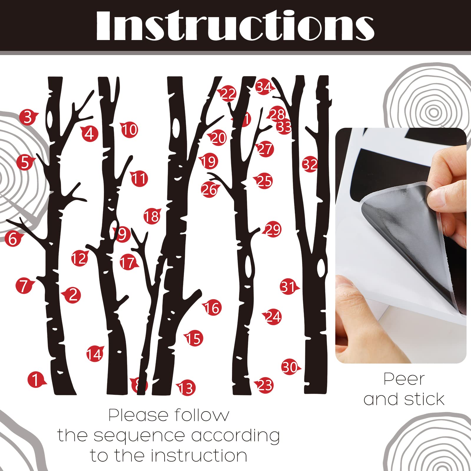 Shimeyao PVC woodland decals: durable surface coverage with repositionable DIY installation