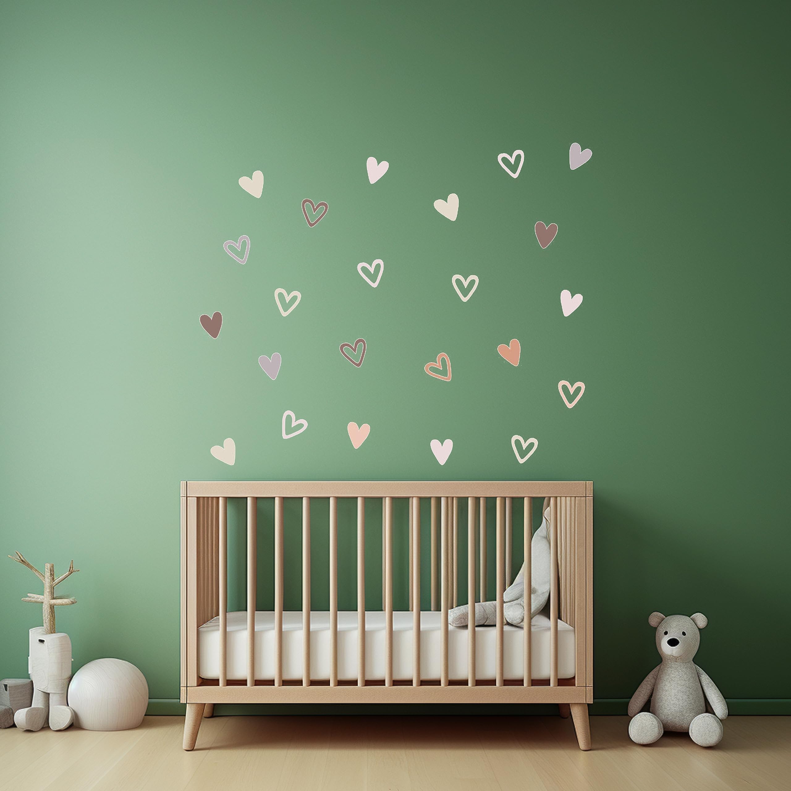 Shine Inside 72-piece heart decals on a kid-friendly wall