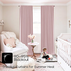 SHINELAND pink blackout curtains 84in two panels in bedroom for darker, calmer mornings.
