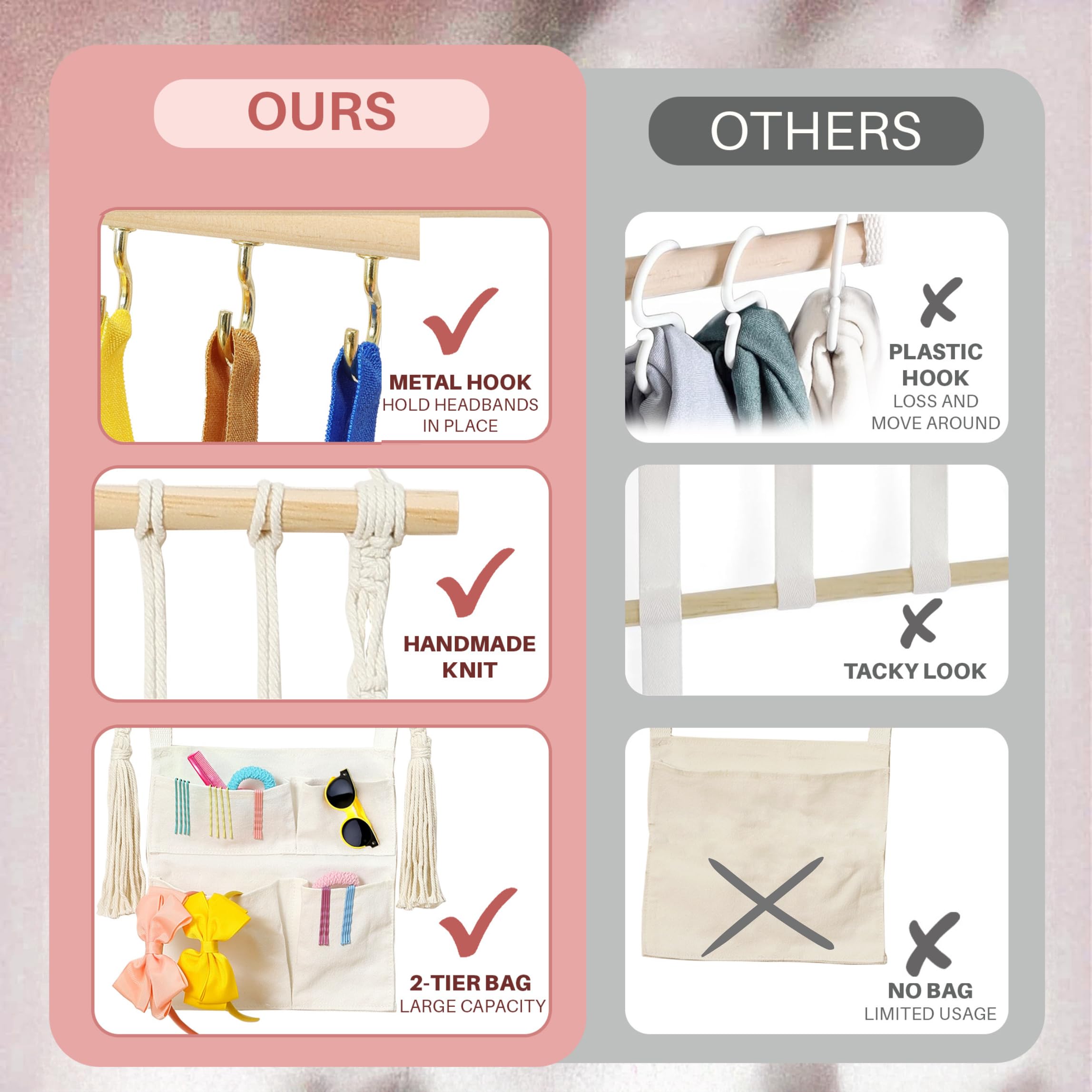 Shineloha storage for baby accessories consolidates bows, clips, ties, and pins.
