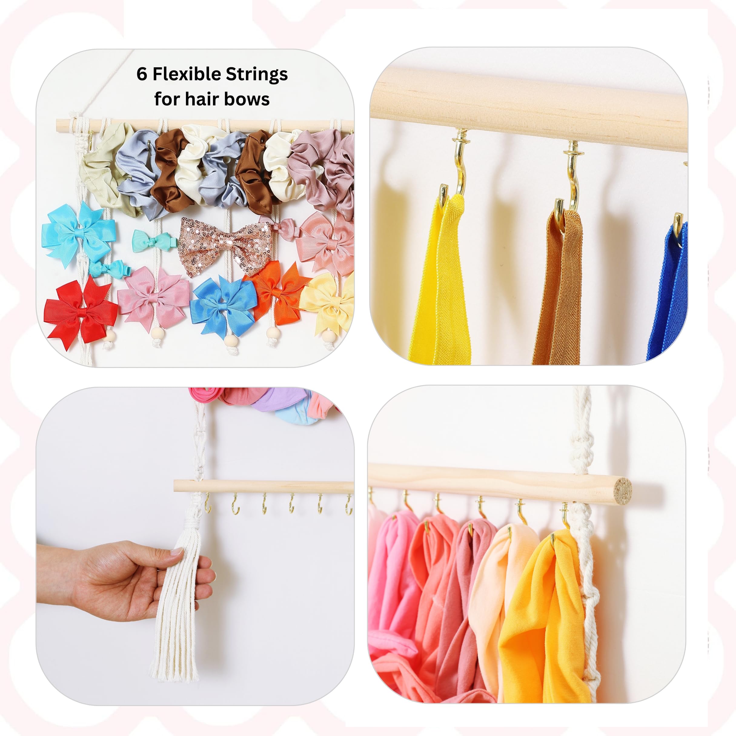 Shineloha wall-hanging bow organizer ideal for kids' rooms