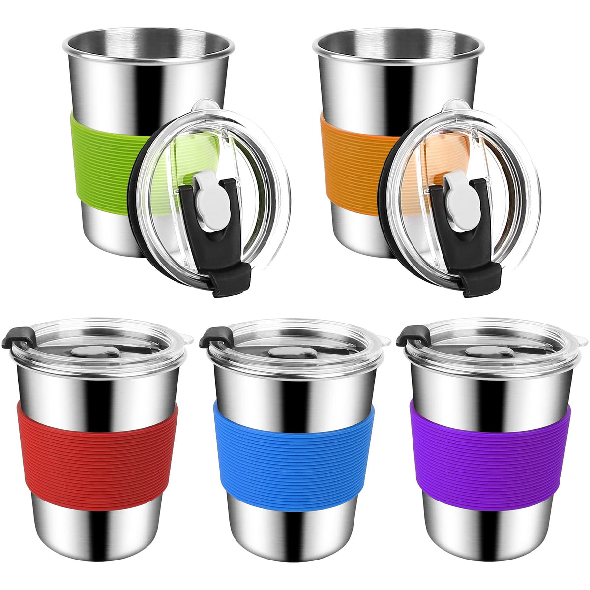 ShineMe 8oz kids cups in a 5-pack with lids for organized on-the-go hydration.