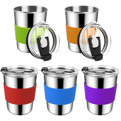 ShineMe 8oz kids cups in a 5-pack with lids for organized on-the-go hydration.