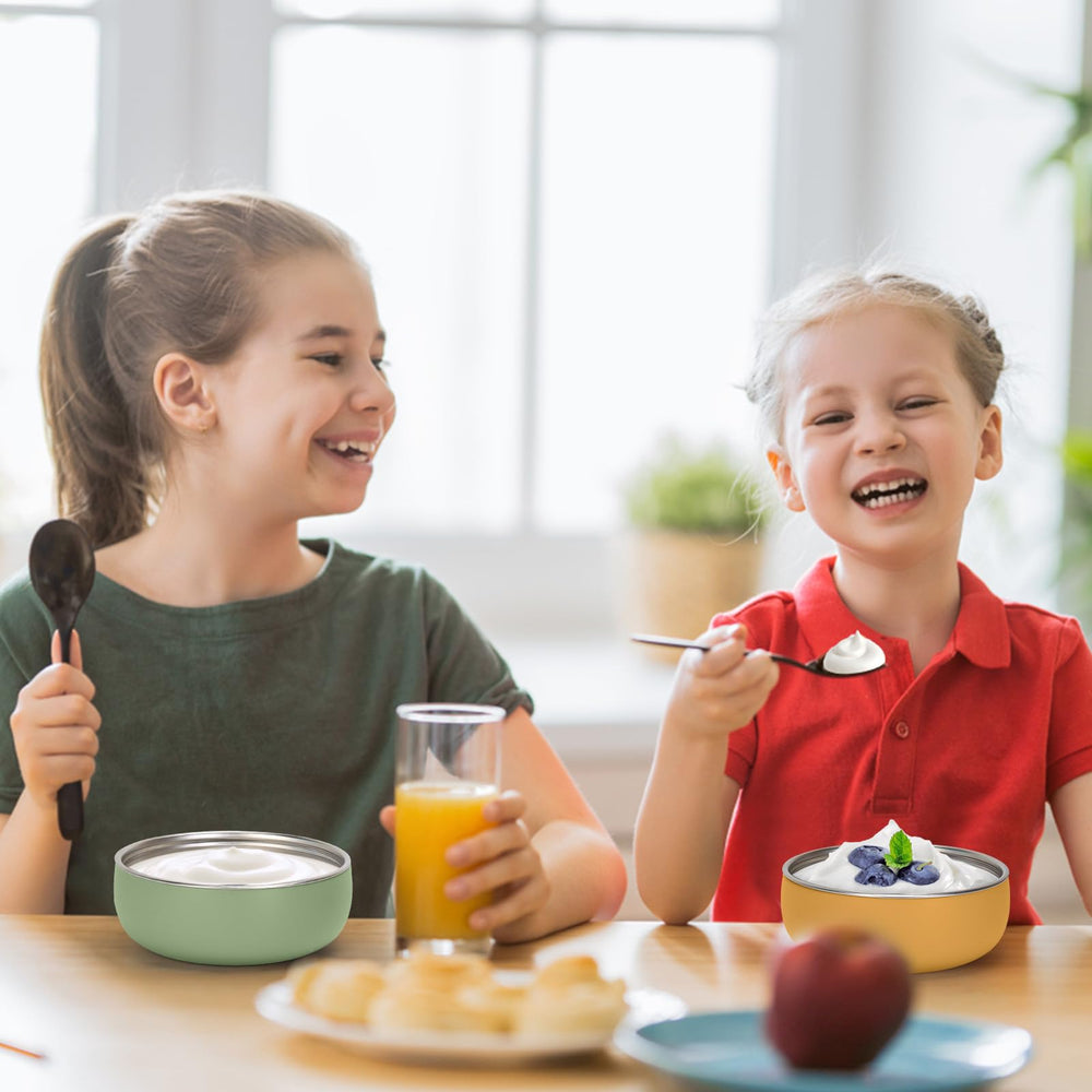 Stackable ShineMe bowls save kitchen space when not in use.