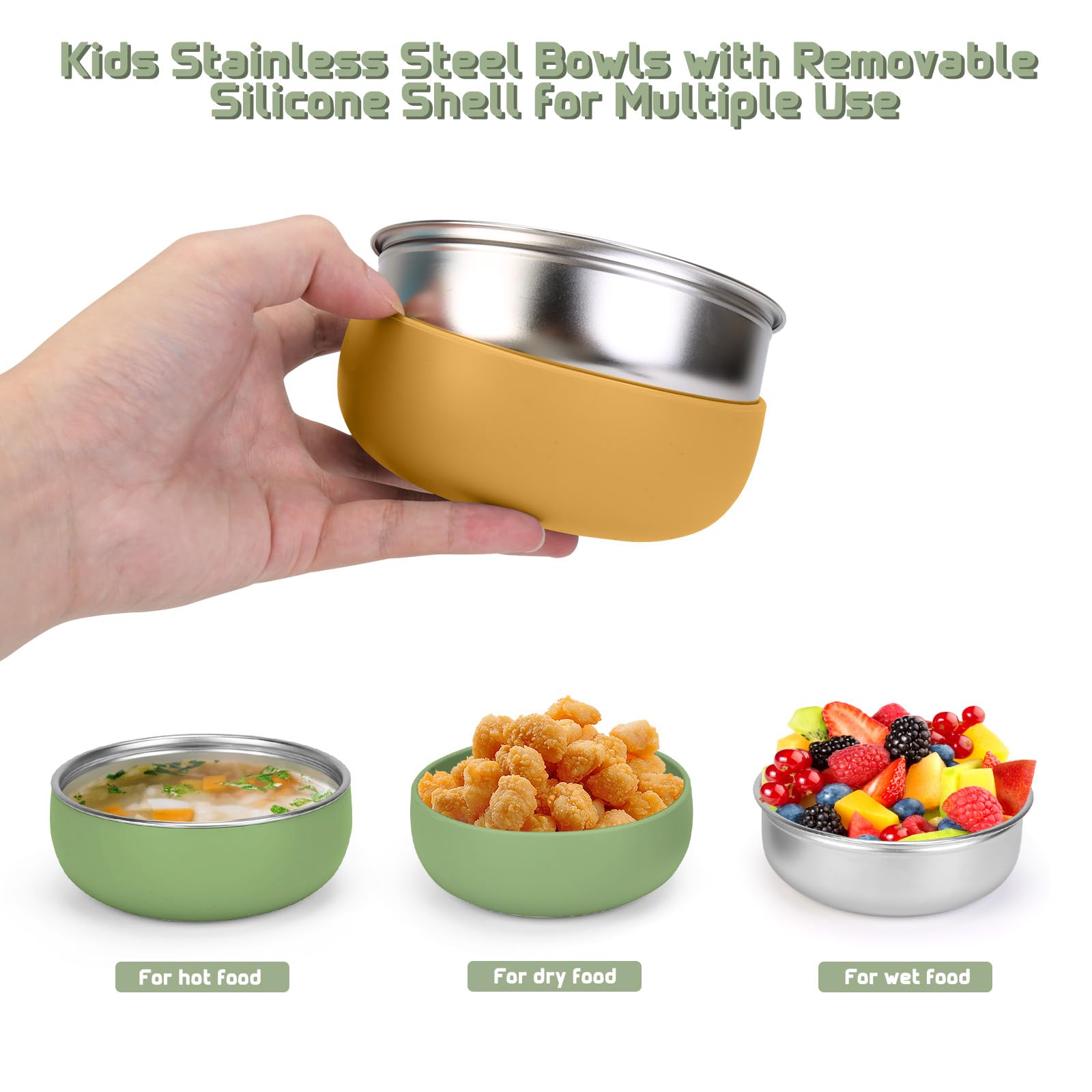 ShineMe bowls feature sturdy SUS304 stainless steel interior for lasting durability.