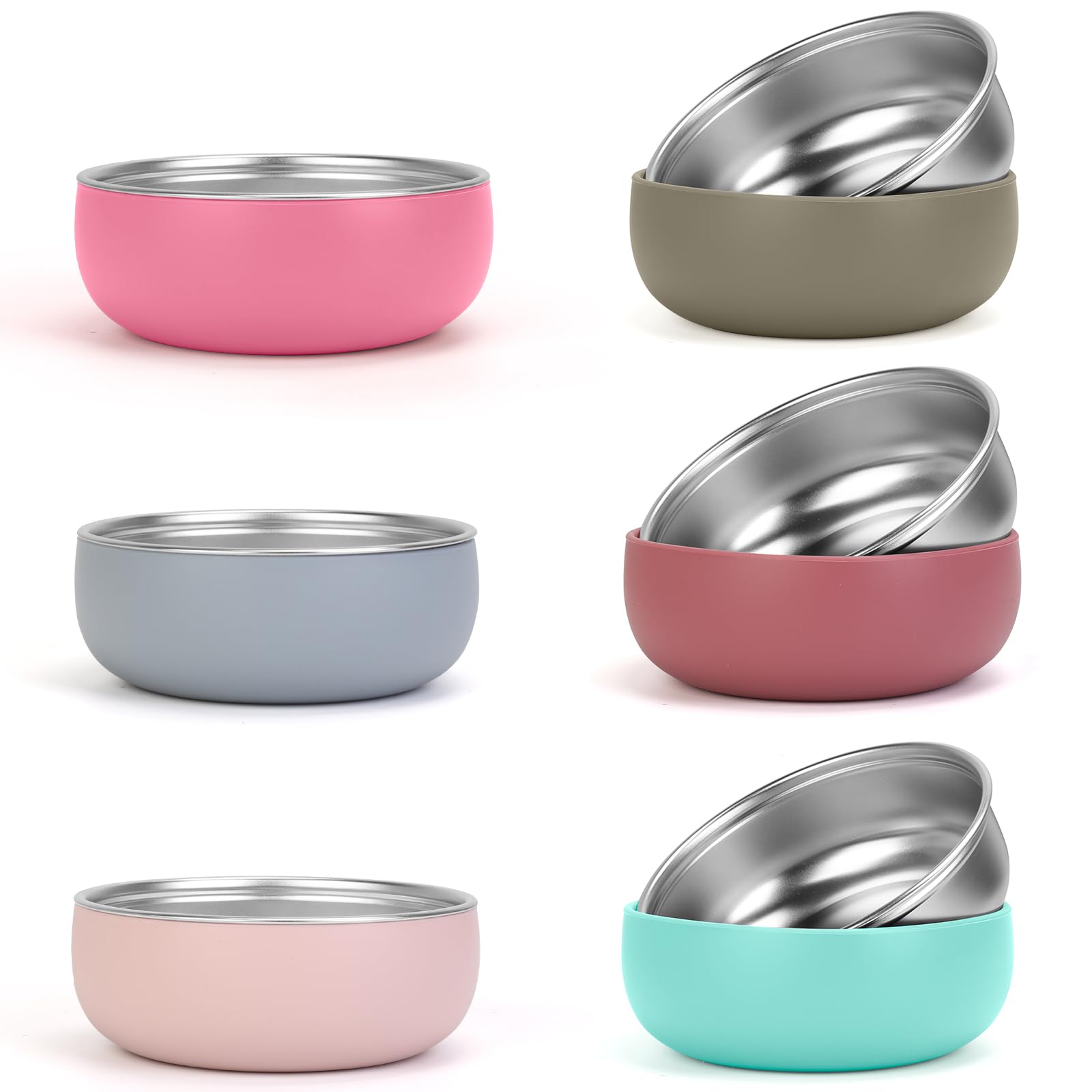 ShineMe six-pack stainless bowls with color silicone sleeves for kid-friendly mealtimes