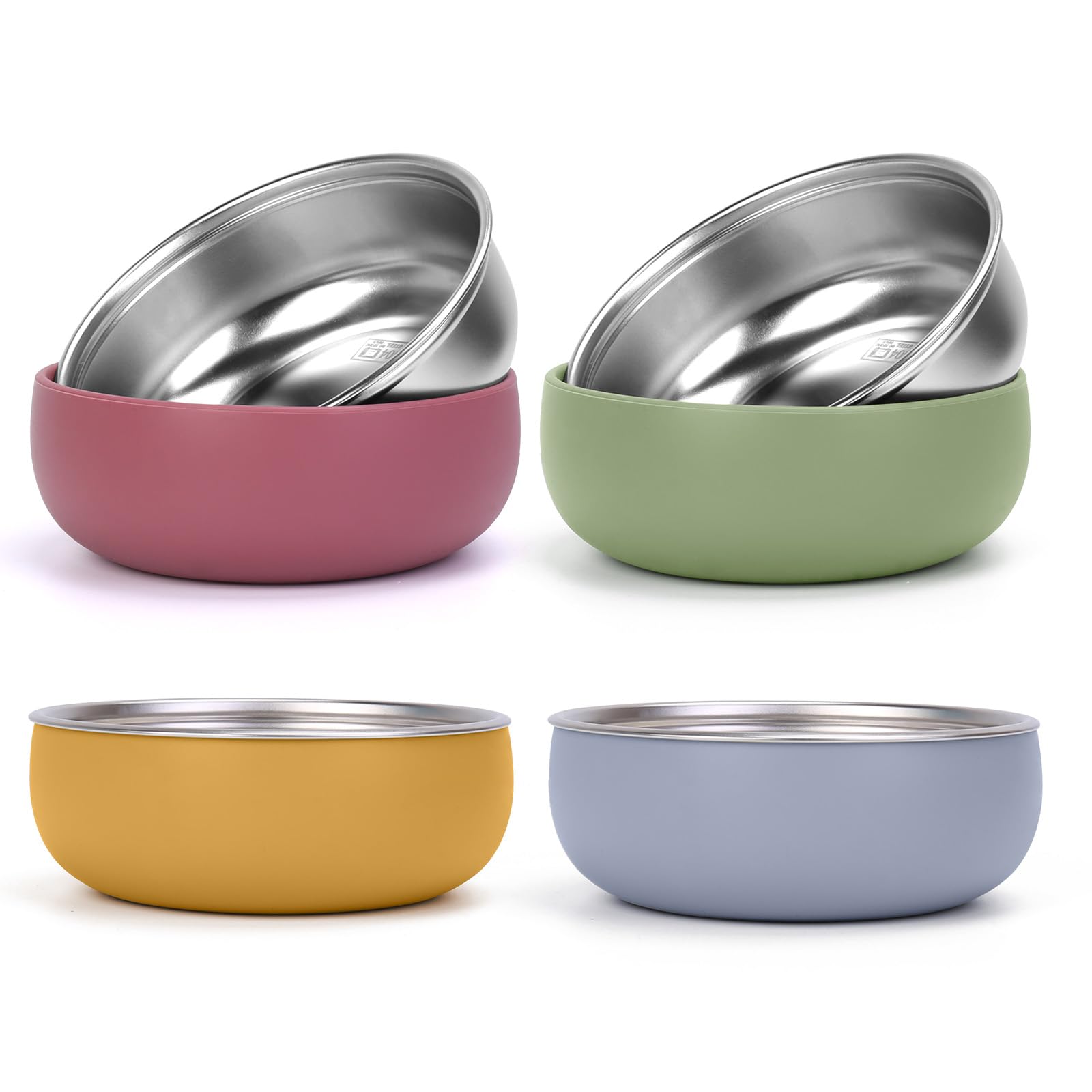 ShineMe stainless steel bowls for kids in a four-pack providing durable performance.