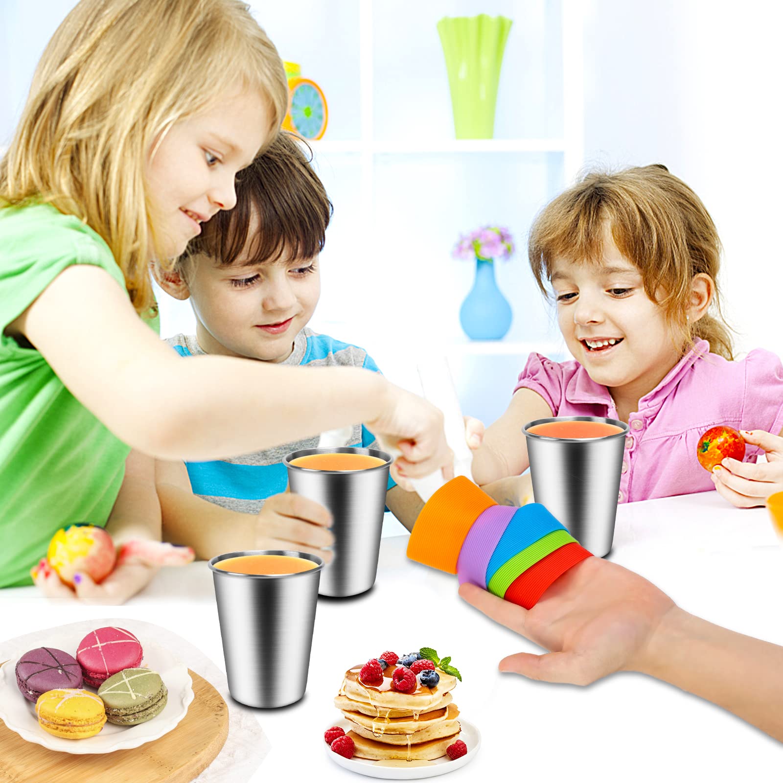 ShineMe stainless steel toddler cups showing leak-proof lids for mess-free outdoors.
