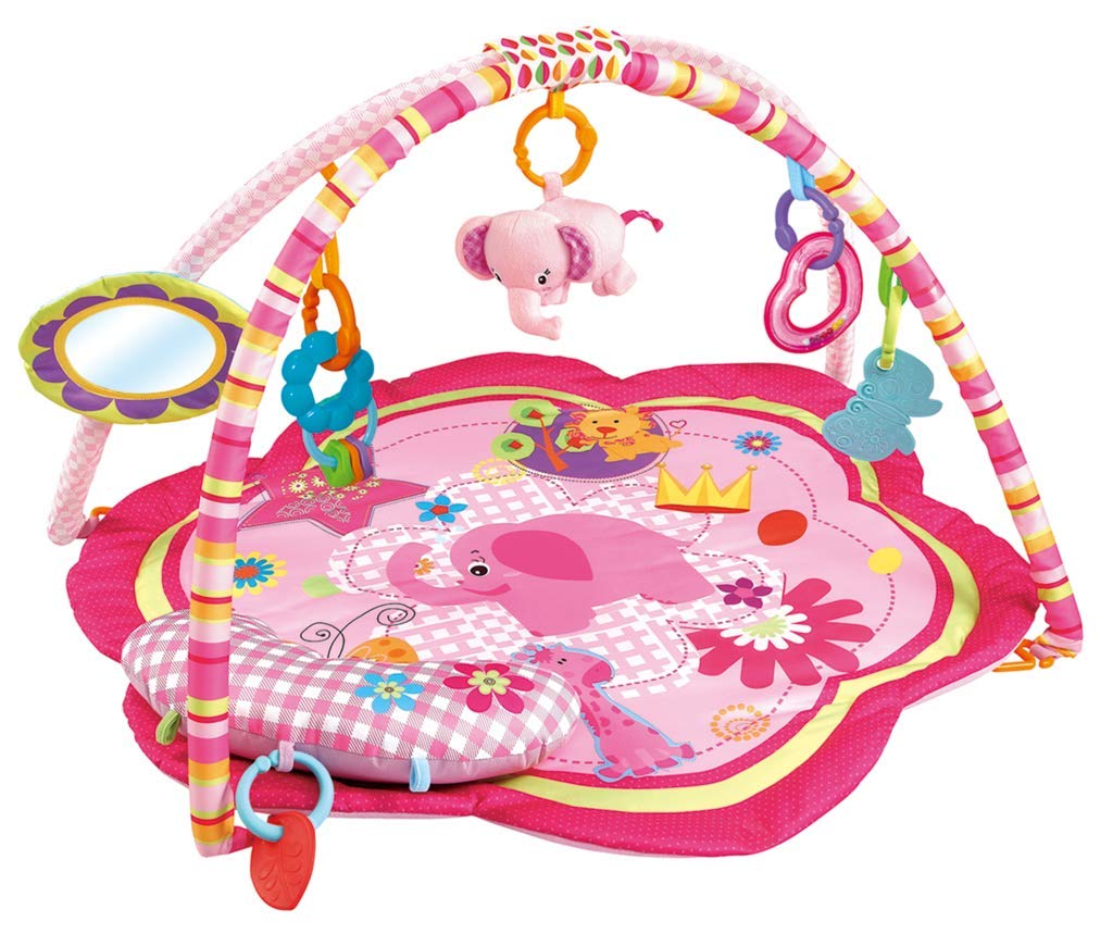 SHINING CROWN by EMILYSTORES pink baby play gym arches promote tummy time and reach.
