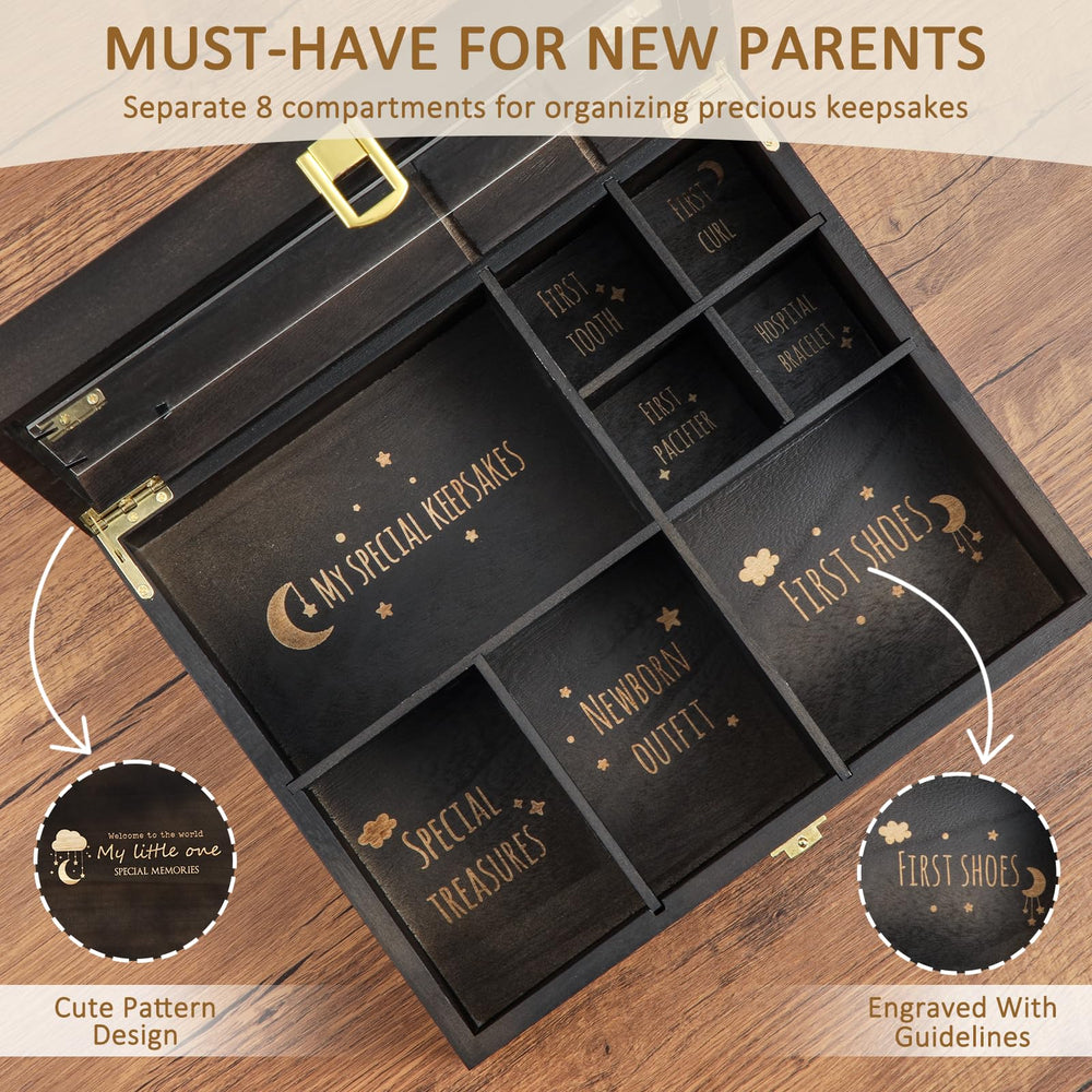 Shinlar wooden keepsake box with latch closure keeps mementos secure