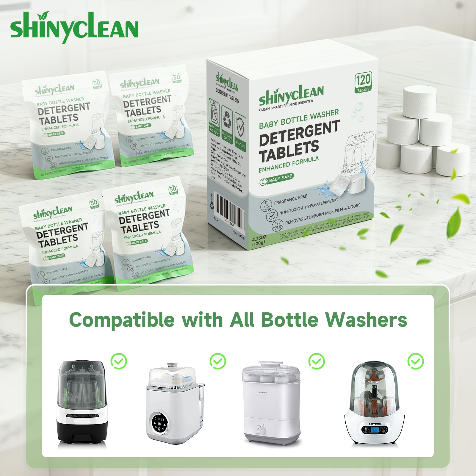 Shinyclean sealed-packaging preserves freshness and moisture protection for reliable cleaning power.