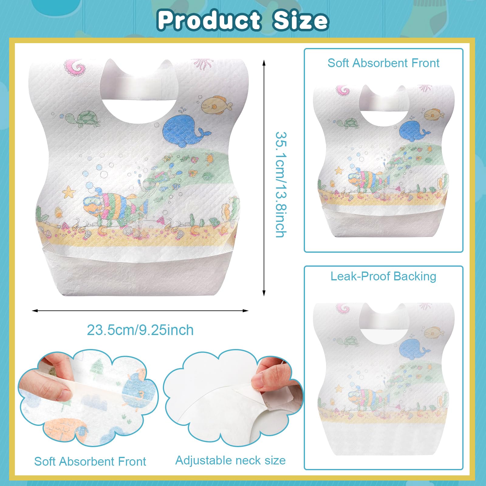 Shinymoon adjustable neck opening helps prevent bibs from slipping.