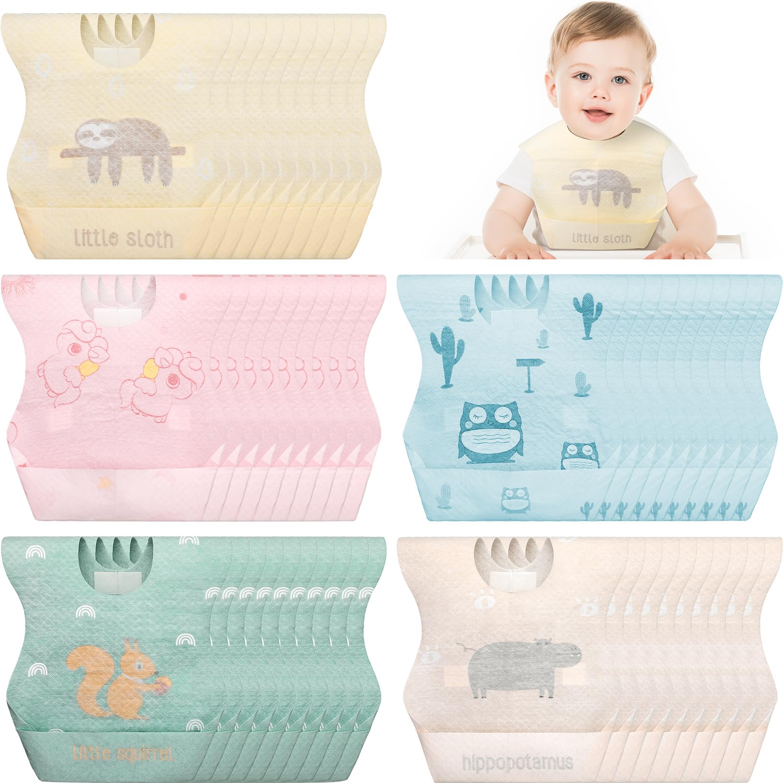 Shinymoon baby bibs travel packaging shows mess-free meals on the go.