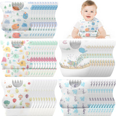 Shinymoon animal-pattern travel bib catching crumbs on the go.