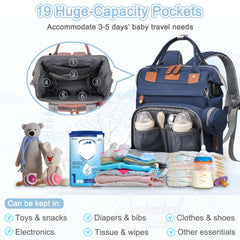 SHITIESHOU diaper bag backpack blue changing pad pocket for on-the-go diapering.
