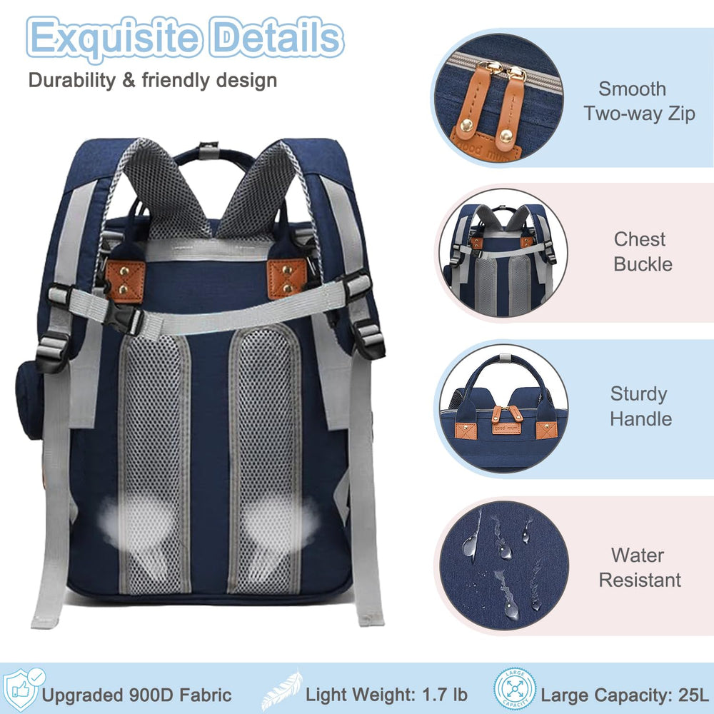 SHITIESHOU diaper bag backpack blue waterproof fabric for durable everyday use.