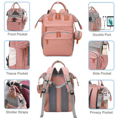SHITIESHOU diaper bag backpack changing pad unfolded for quick diaper changes.