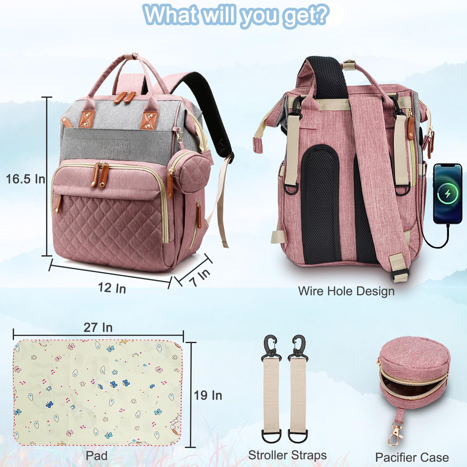 SHITIESHOU diaper bag backpack double-zip-main-compartment provides quick access