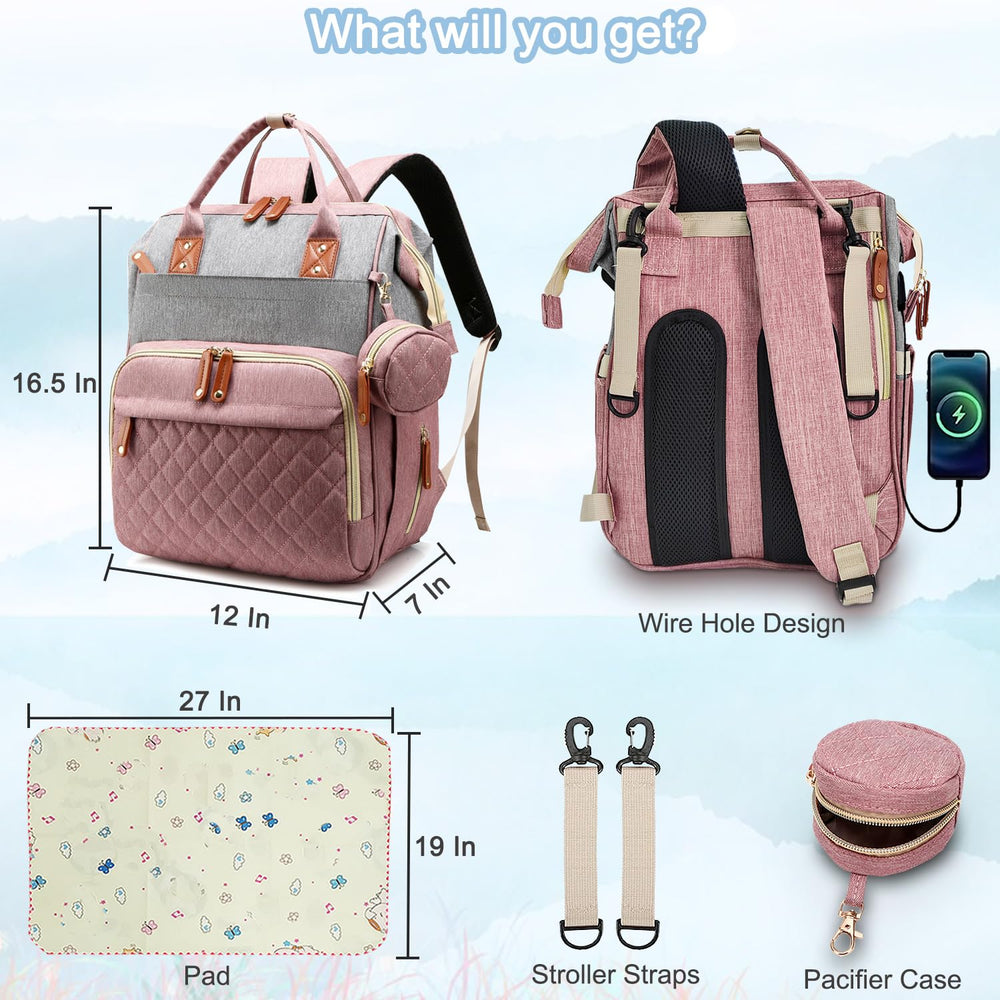 SHITIESHOU diaper bag backpack double-zip-main-compartment provides quick access