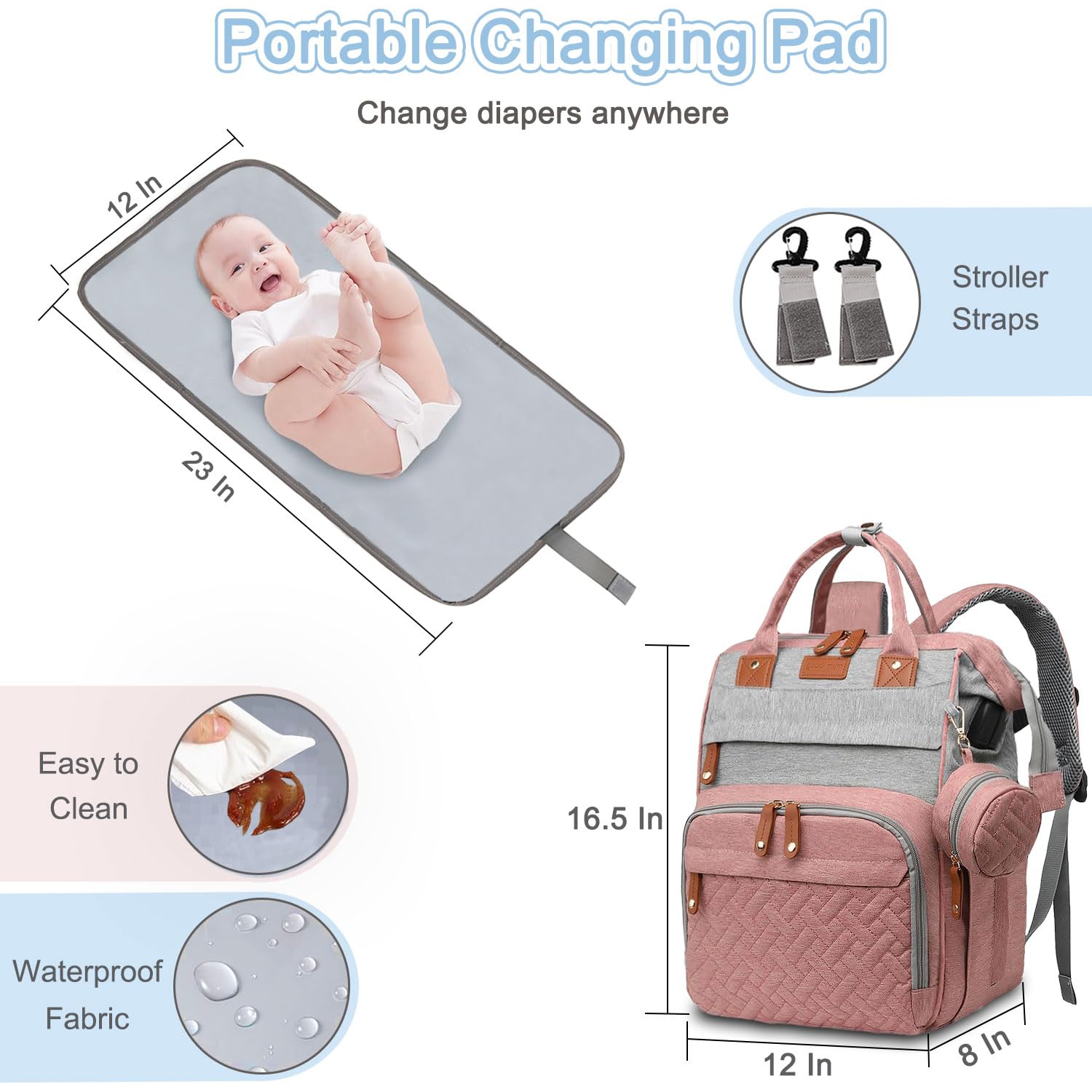 SHITIESHOU diaper bag backpack ergonomic back panel for comfort