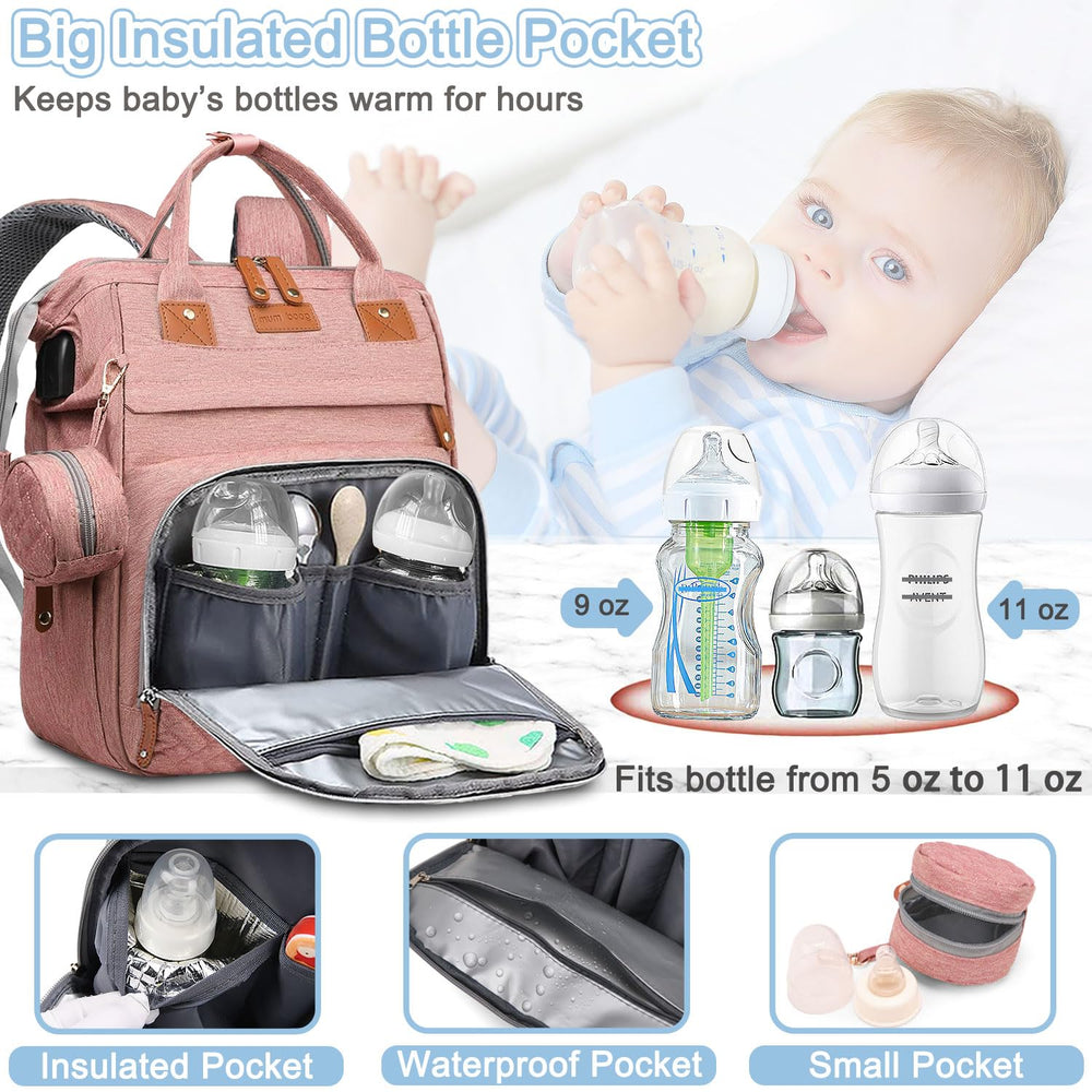 SHITIESHOU diaper bag backpack insulated pockets keep bottles warm on outings.