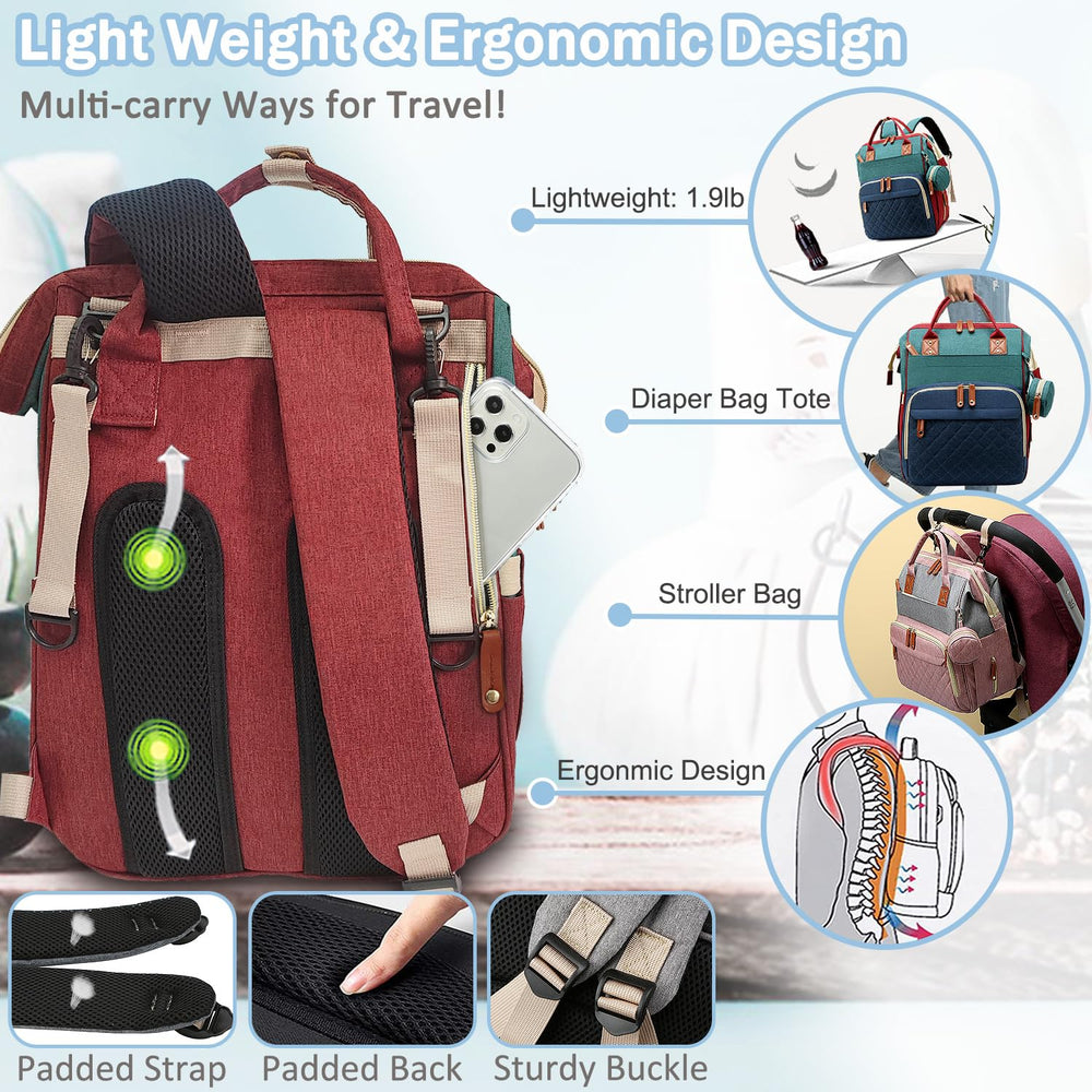 SHITIESHOU diaper bag backpack pacifier case keeps pacifiers within reach.