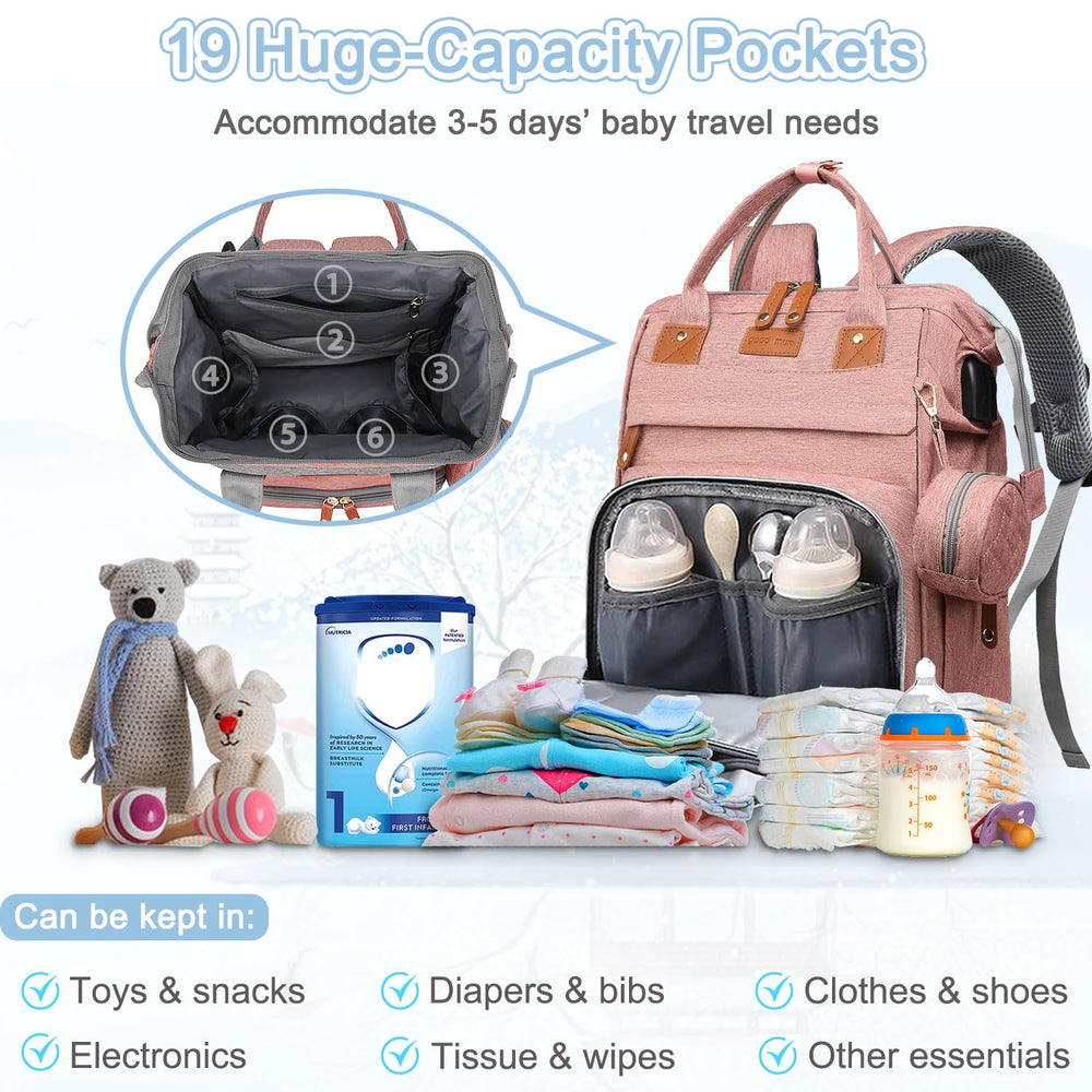 SHITIESHOU diaper bag backpack stroller straps for hands-free strolling.