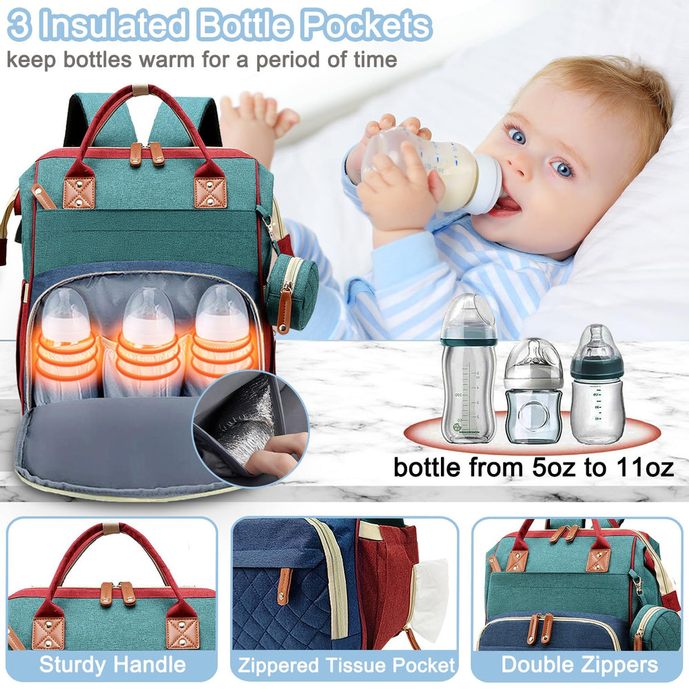 SHITIESHOU diaper bag backpack tissue pocket keeps tissues clean and accessible.