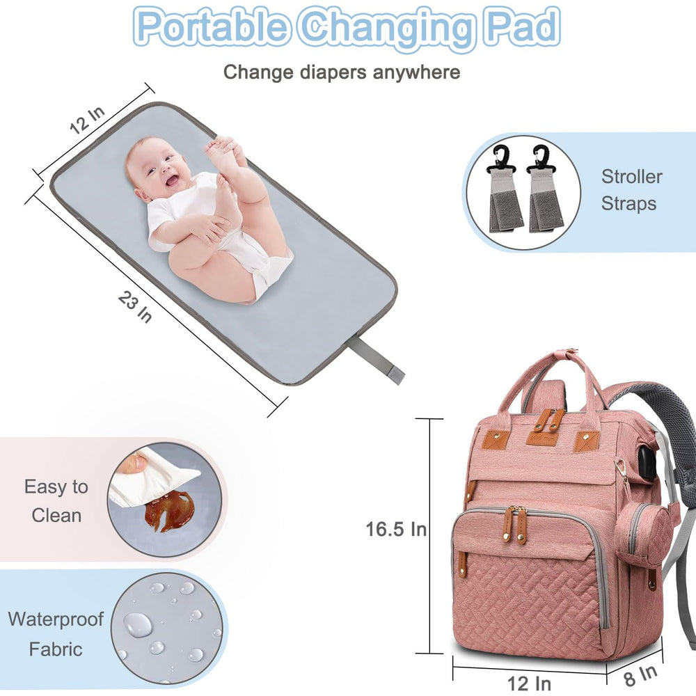 SHITIESHOU diaper bag backpack USB port for easy phone charging.