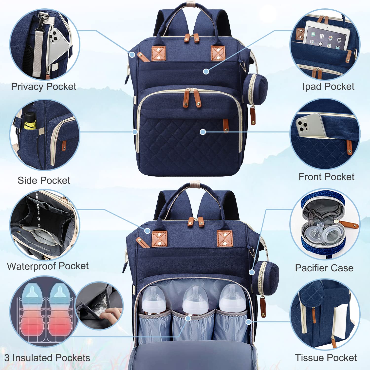 SHITIESHOU pacifier case attached to bag for quick soothing moments.