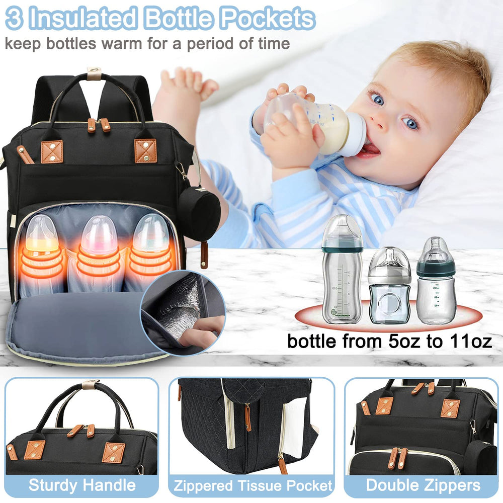 SHITIESHOU diaper bag stroller-straps enable hands-free travel.