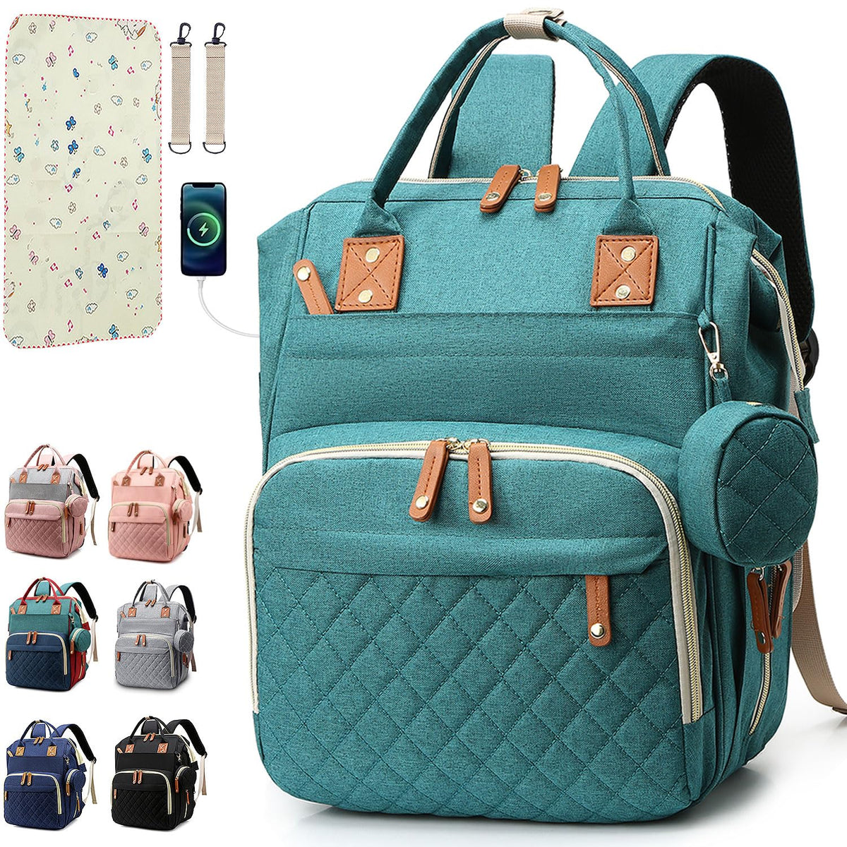 SHITIESHOU diaper bag backpack green keeps essentials organized on the go.