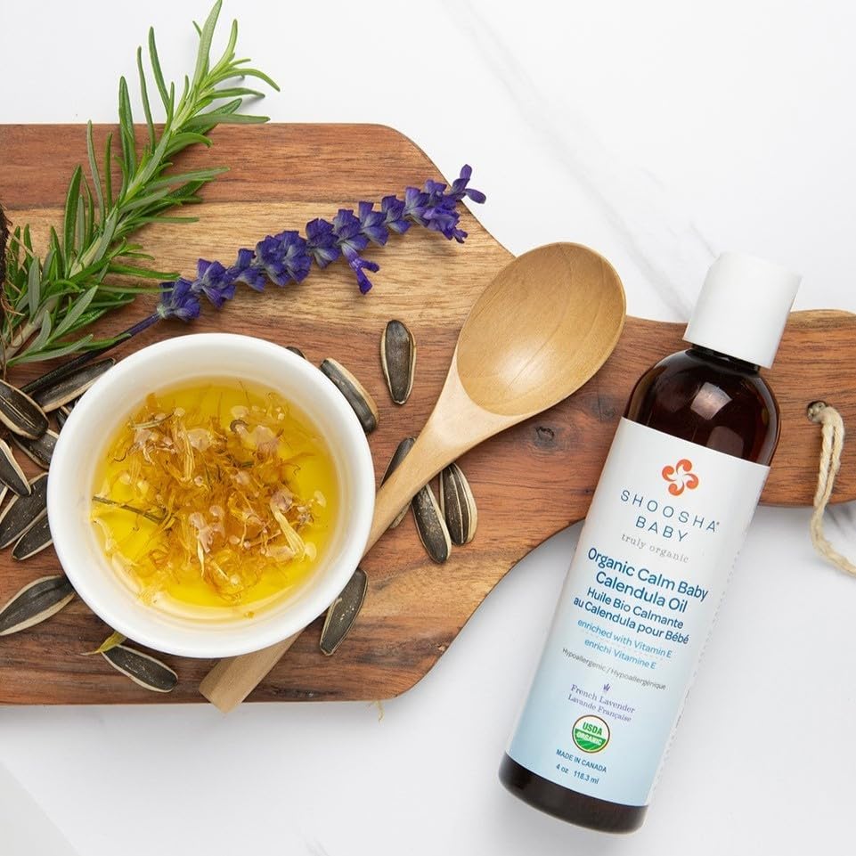 Shoosha Calendula Oil moisturizes hands and feet with a silky feel.