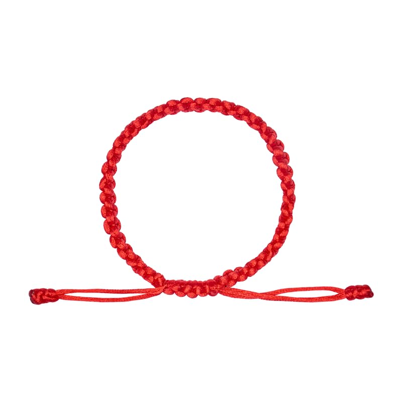 SHOP300 newborn adjustable lucky red bracelet close-up showing adjustable fit and vibrant color.