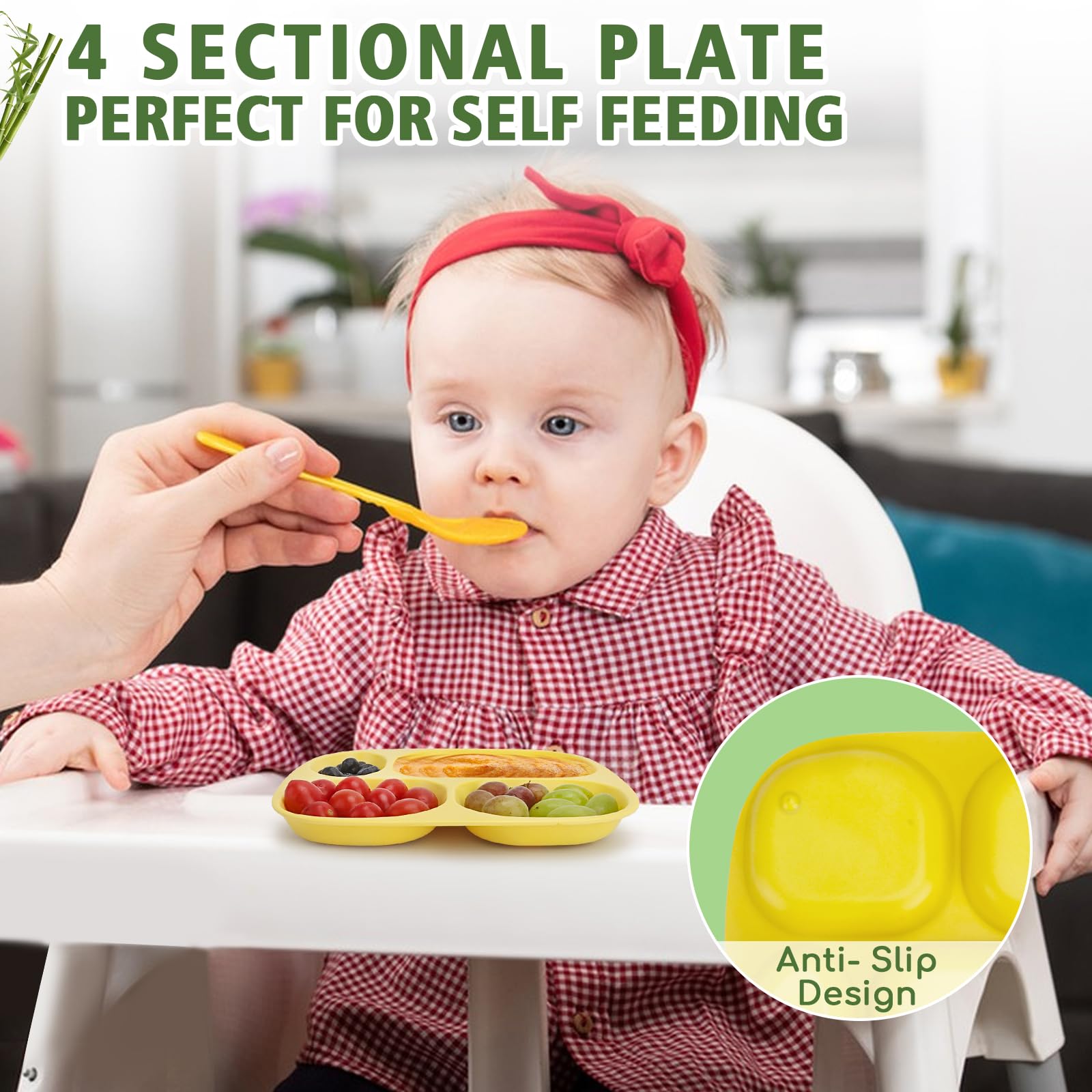 Shopwithgreen bamboo divided plates freezer-safe keeps leftovers fresh.