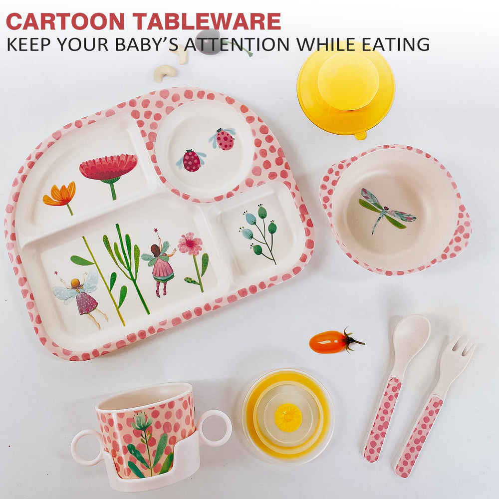 Shopwithgreen bamboo kids dinnerware cartoon-colors—cheerful designs for engaging meals