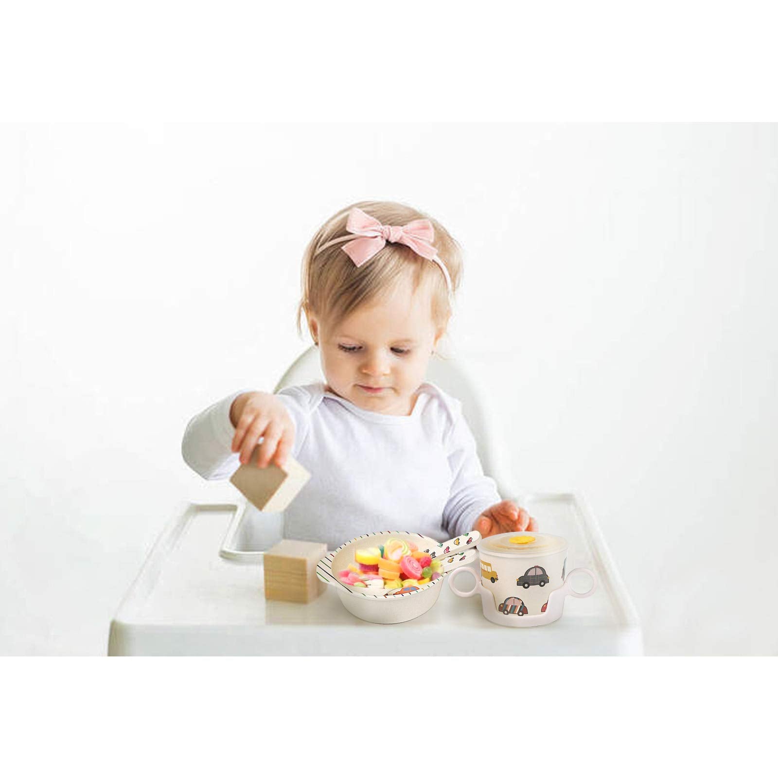 shopwithgreen bamboo kids dinnerware assorted cartoon colors engage little eaters.